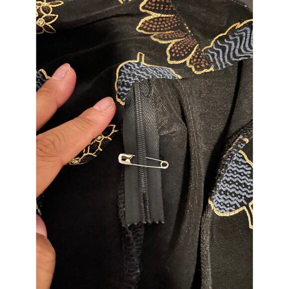 Vintage Womens Tunic Size 10 Black Floral Slinky Sleeveless Whimsigoth Y2K READ - Picture 6 of 9